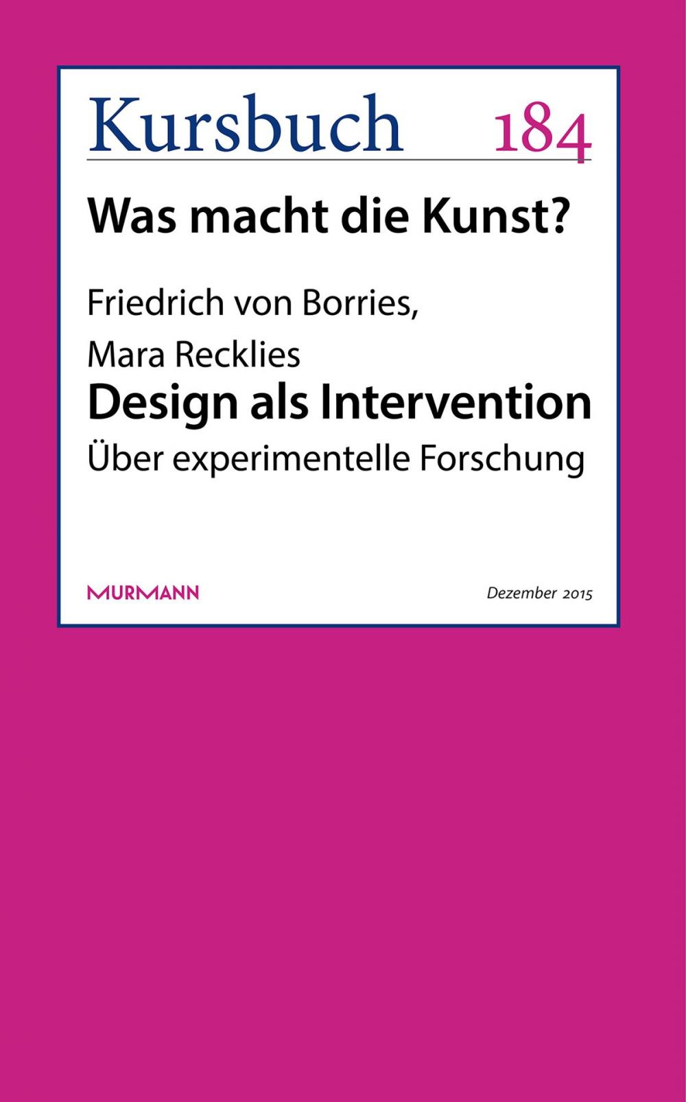 Big bigCover of Design als Intervention