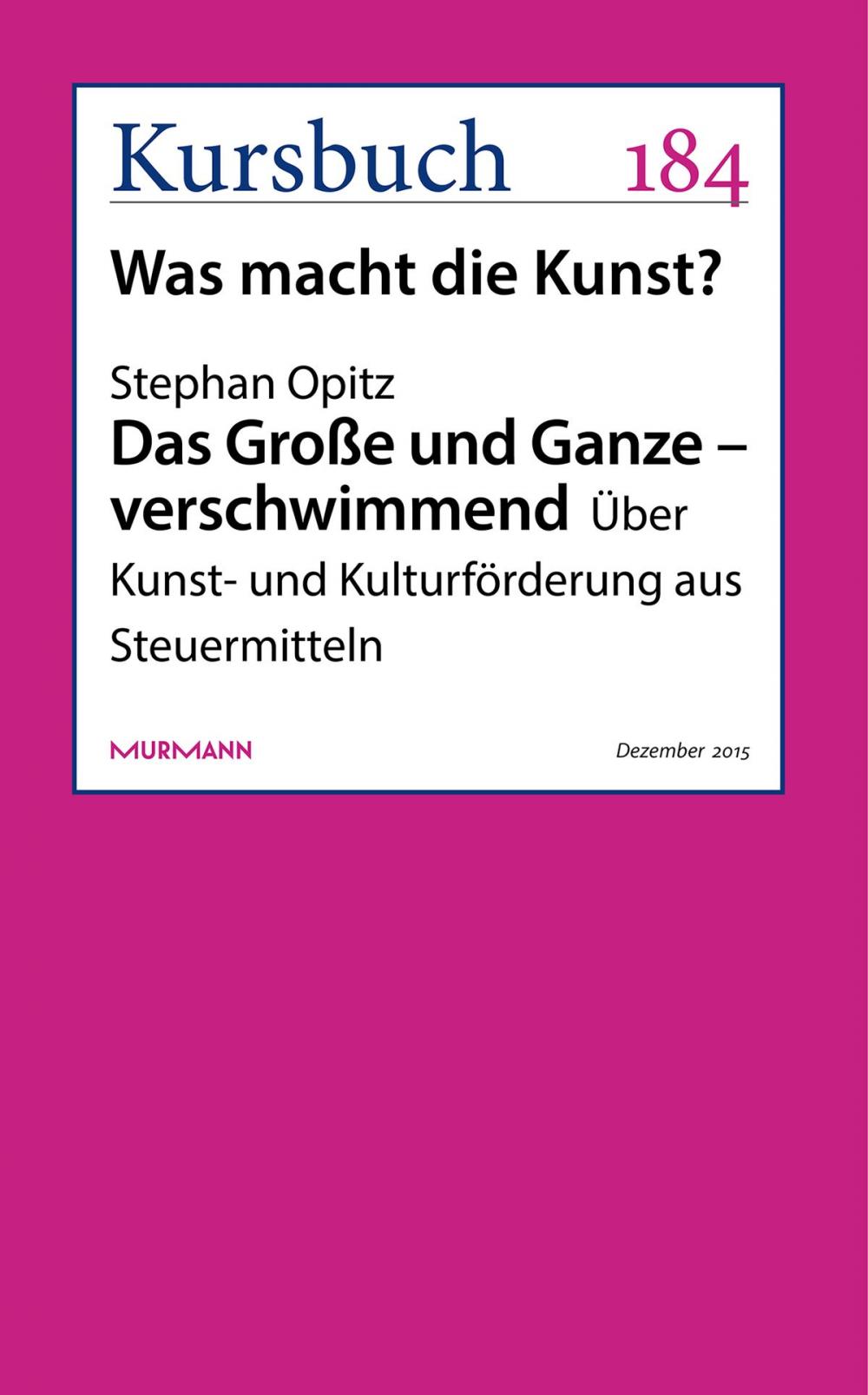 Big bigCover of Das Große und Ganze – verschwimmend