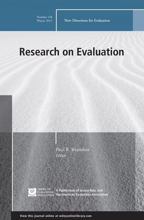 Cover of the book Research on Evaluation by , Wiley