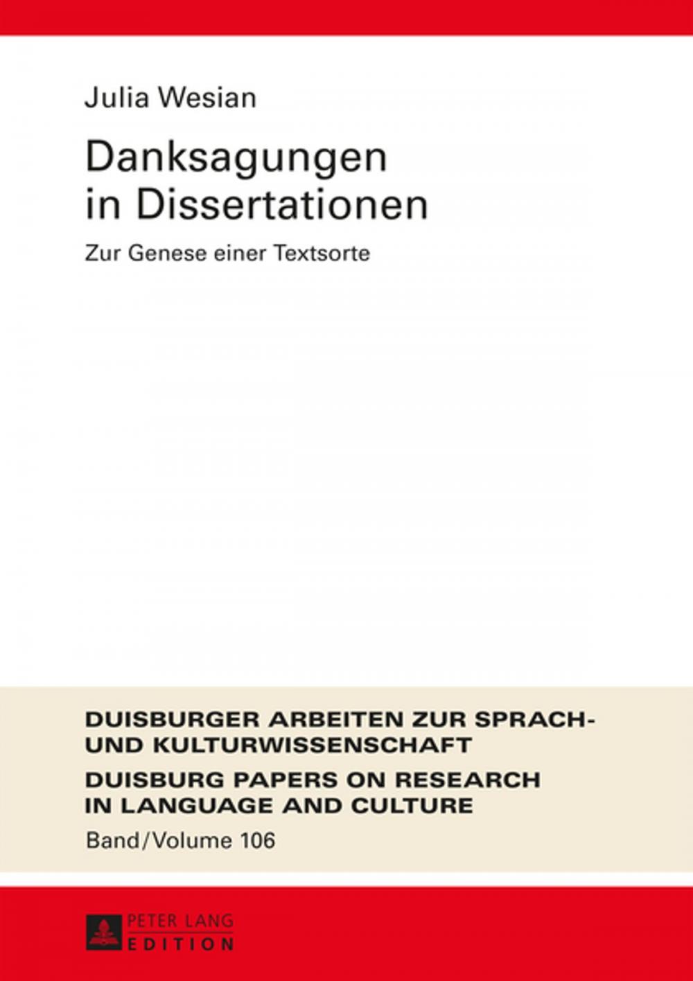 Big bigCover of Danksagungen in Dissertationen