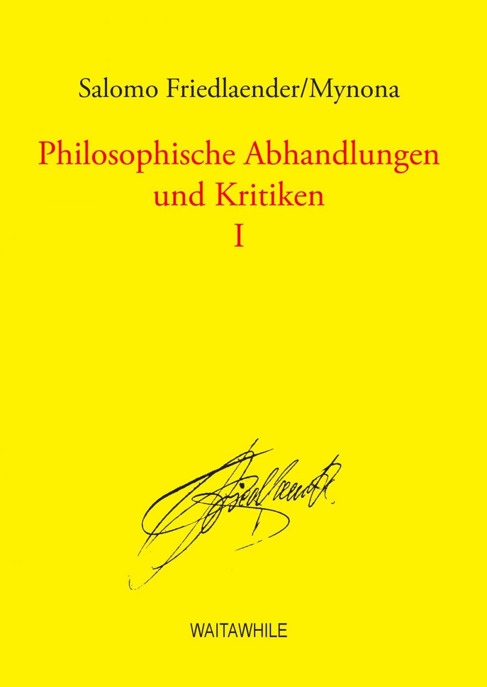 Big bigCover of Philosophische Abhandlungen und Kritiken 1