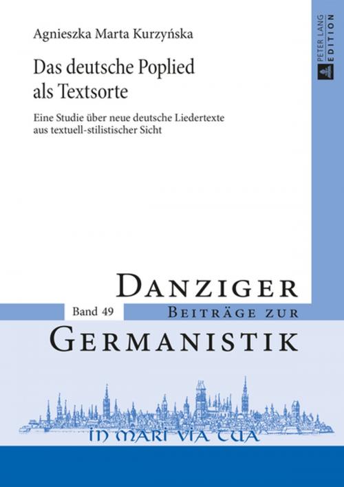 Cover of the book Das deutsche Poplied als Textsorte by Agnieszka Marta Kurzynska, Peter Lang