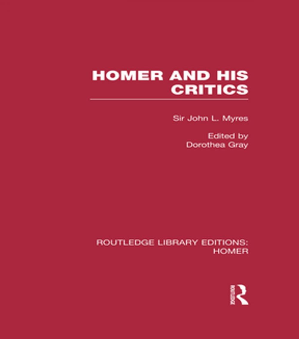 Big bigCover of Homer and His Critics