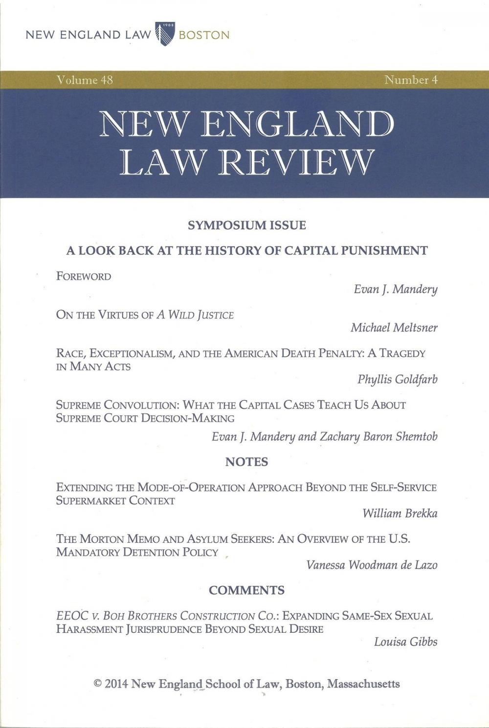 Big bigCover of New England Law Review: Volume 48, Number 4 - Summer 2014