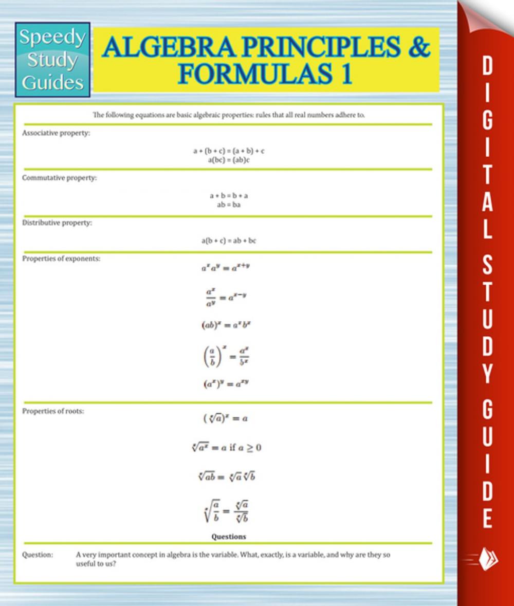 Big bigCover of Algebra Principles And Formulas 1 (Speedy Study Guides)