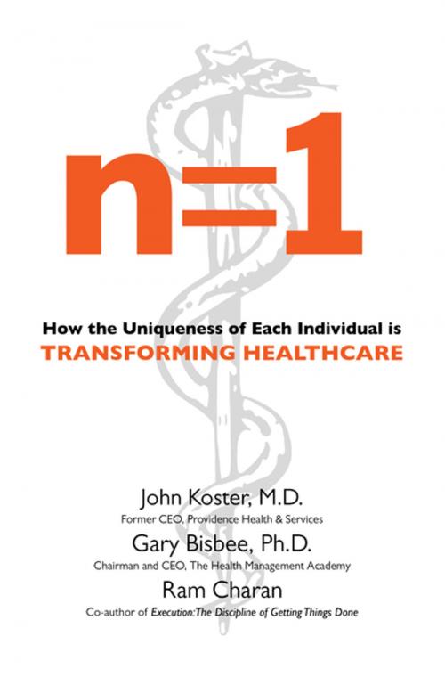 Cover of the book n=1: How the Uniqueness of Each Individual Is Transforming Healthcare by John Koster, Gary Bisbee, Ram Charan, Easton Studio Press, LLC