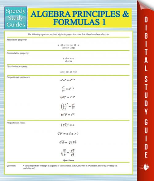 Cover of the book Algebra Principles And Formulas 1 (Speedy Study Guides) by Speedy Publishing, Speedy Publishing LLC