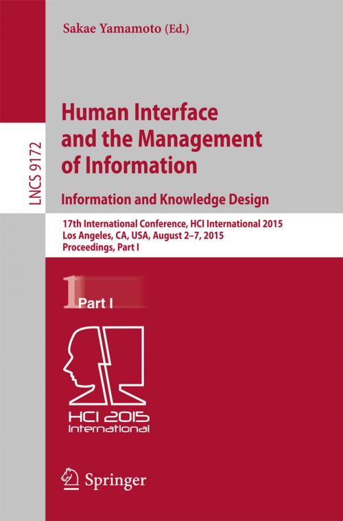 Cover of the book Human Interface and the Management of Information. Information and Knowledge Design by , Springer International Publishing