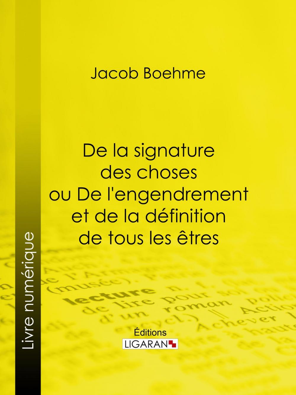 Big bigCover of De la signature des choses ou De l'engendrement et de la définition de tous les êtres