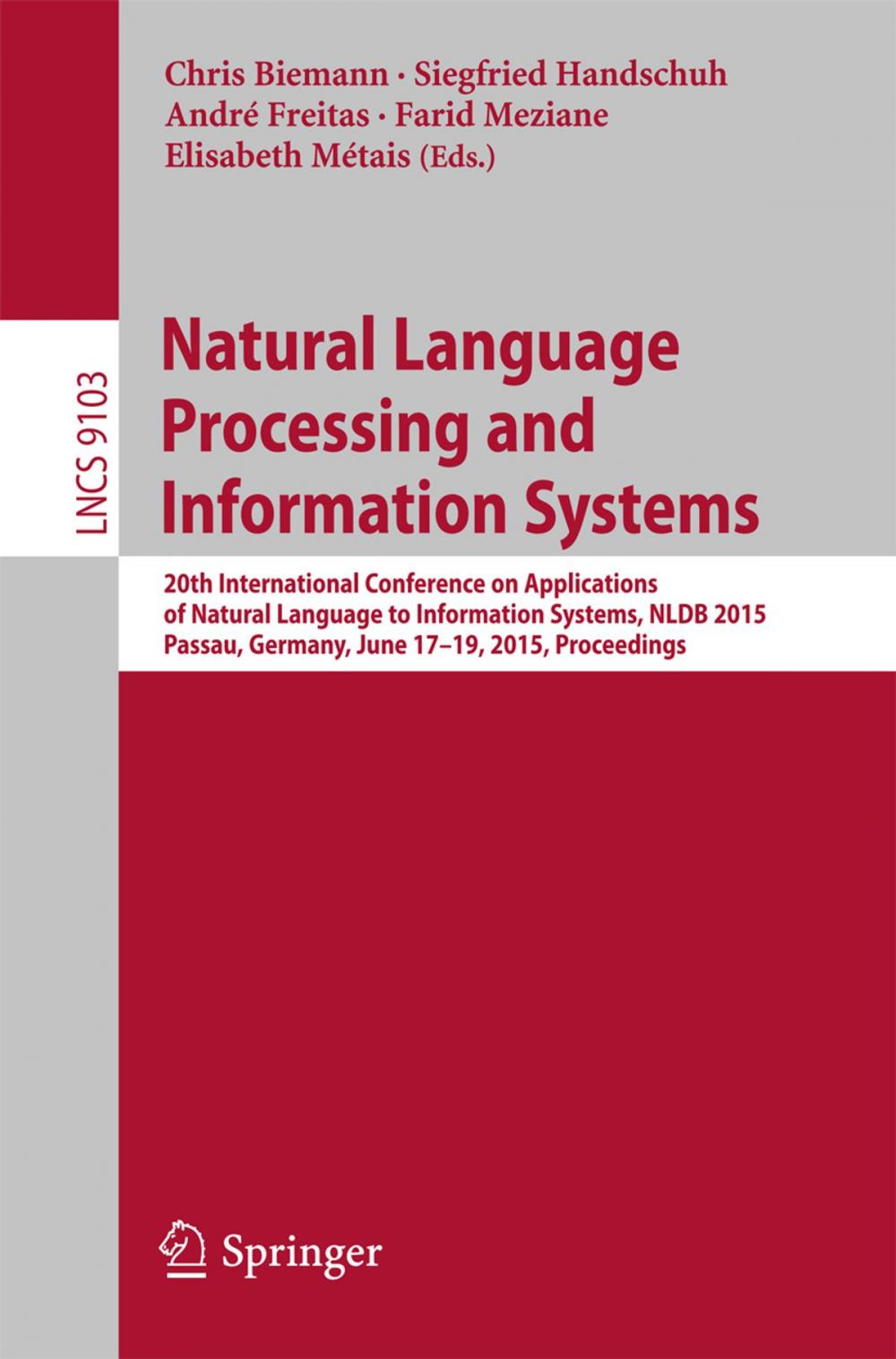 Big bigCover of Natural Language Processing and Information Systems