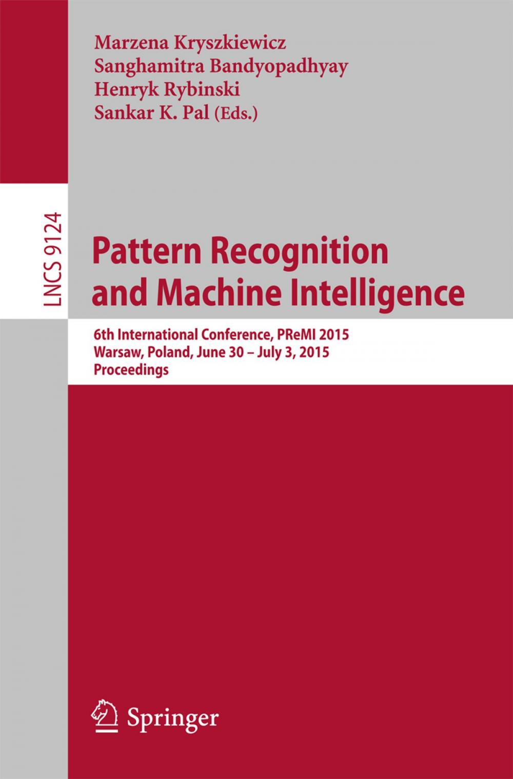 Big bigCover of Pattern Recognition and Machine Intelligence