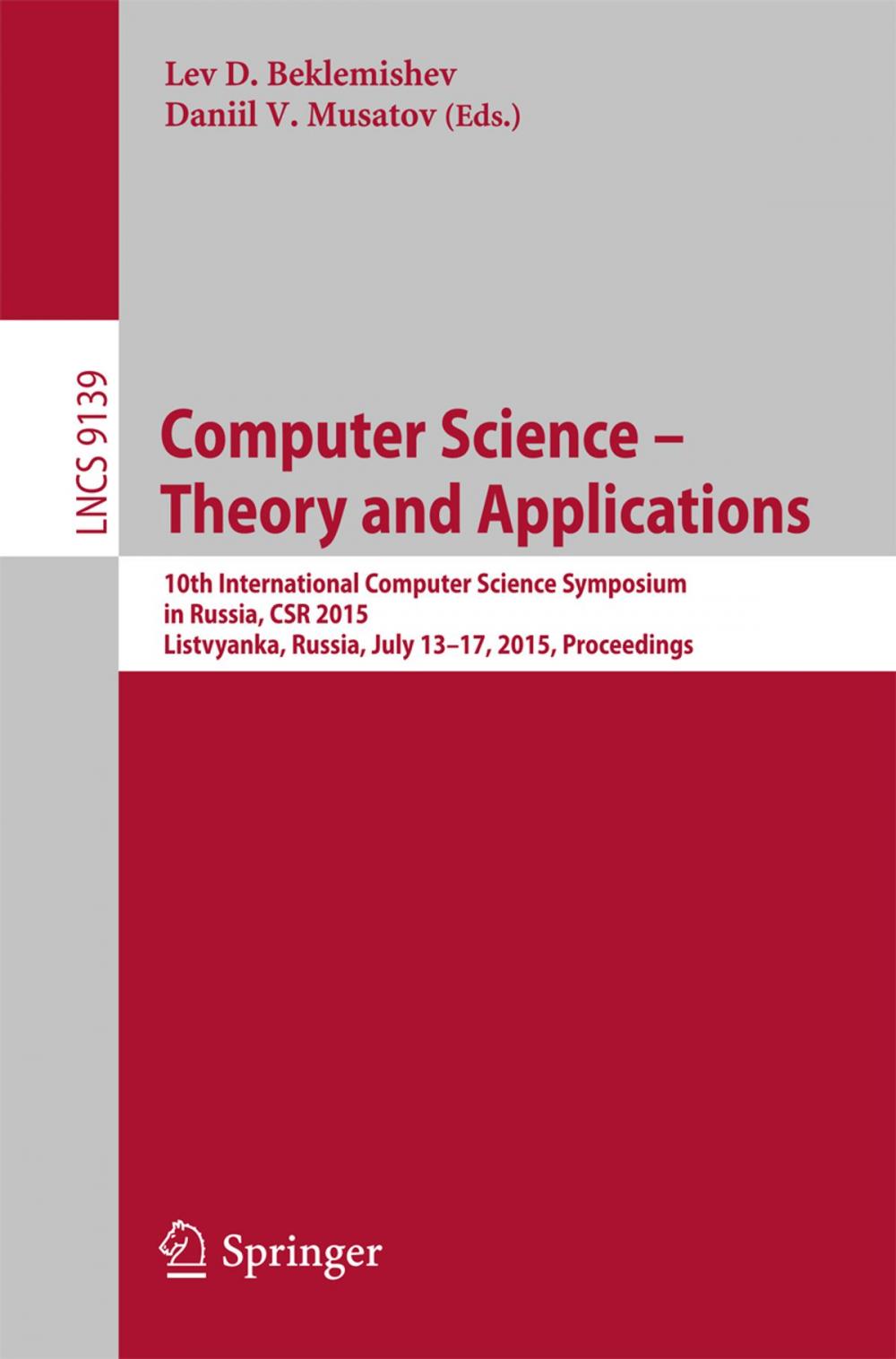 Big bigCover of Computer Science -- Theory and Applications