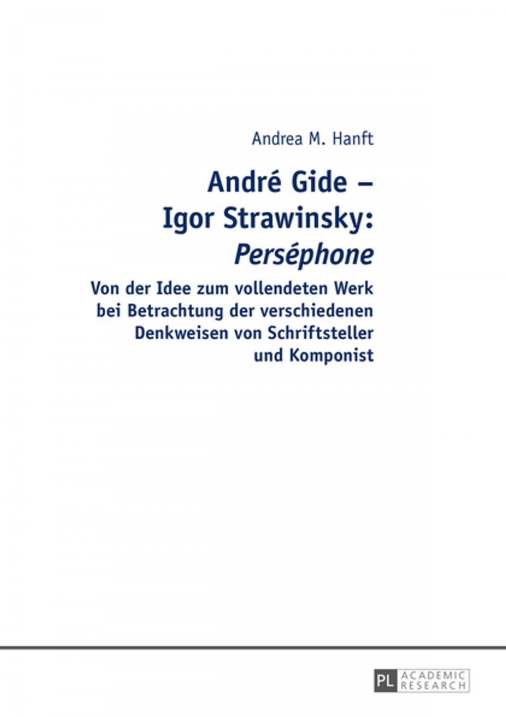 Big bigCover of André Gide Igor Strawinsky: "Perséphone"