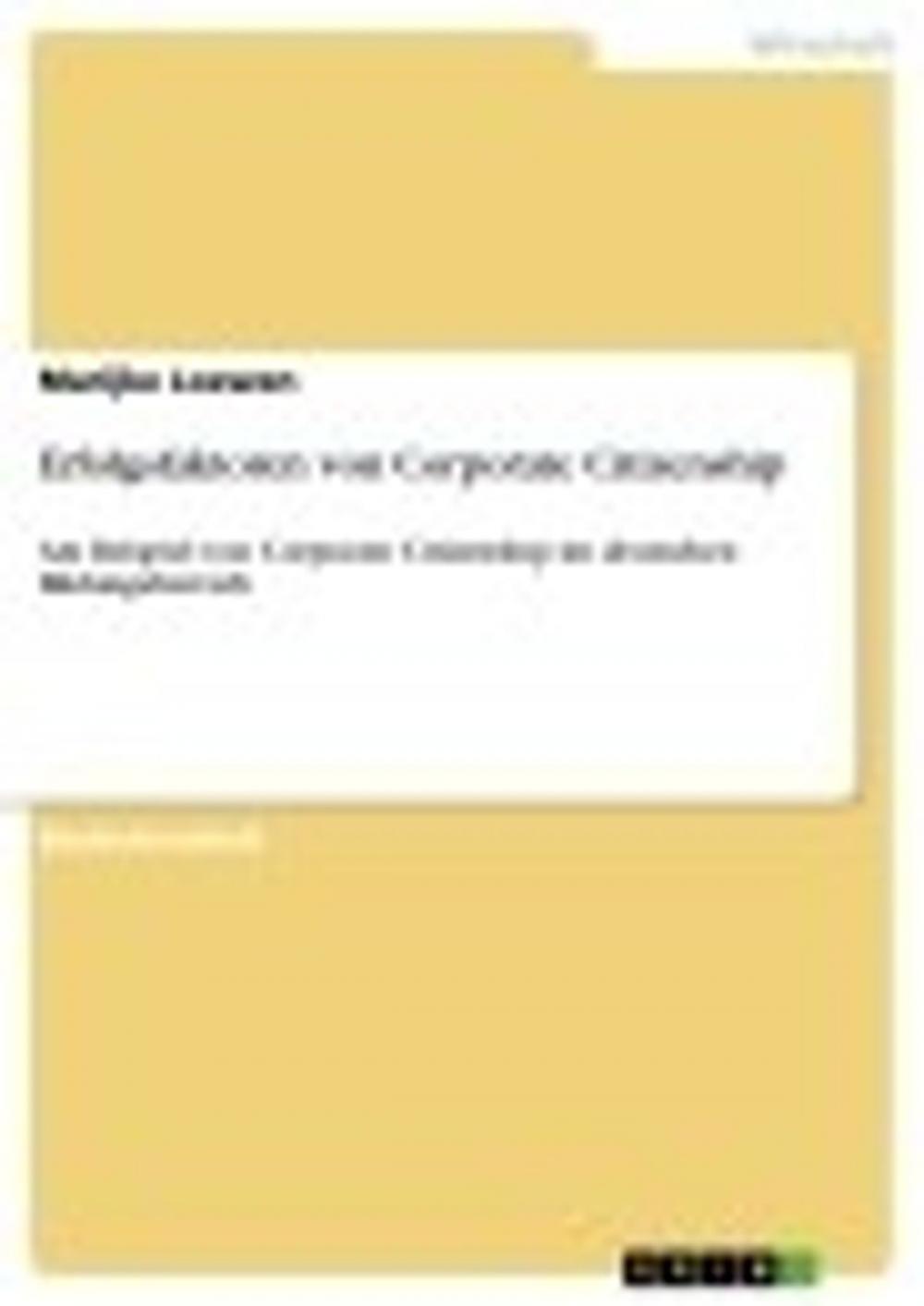 Big bigCover of Erfolgsfaktoren von Corporate Citizenship