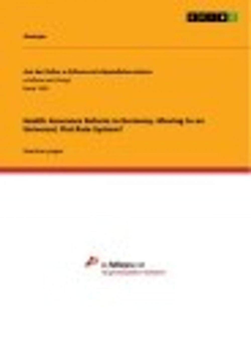 Big bigCover of Health Insurance Reform in Germany. Moving to an Universal, Flat Rate System?