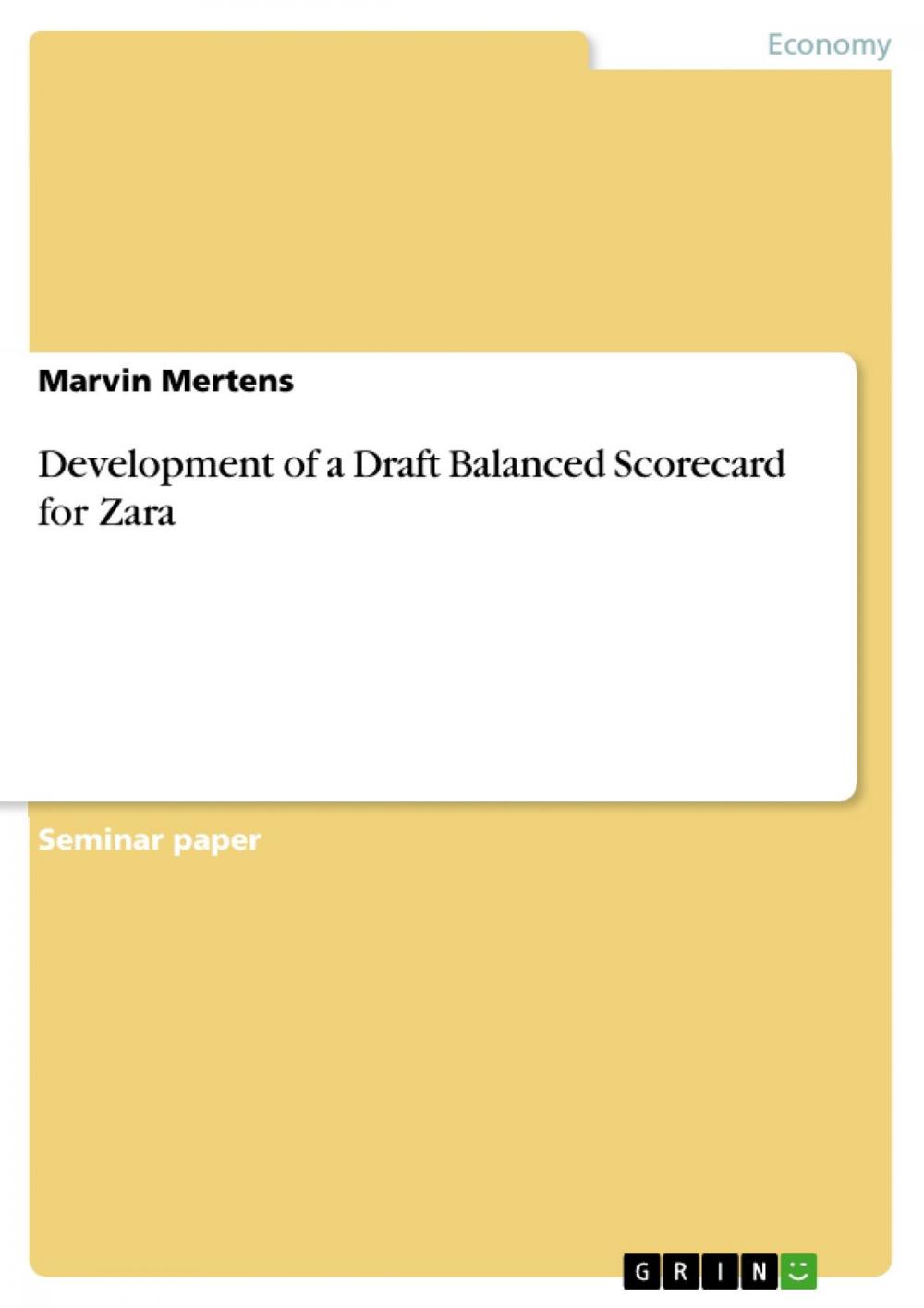 Big bigCover of Development of a Draft Balanced Scorecard for Zara