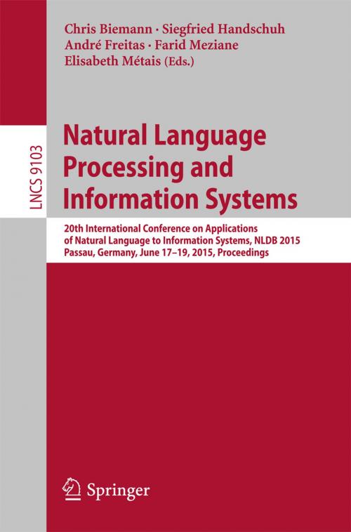 Cover of the book Natural Language Processing and Information Systems by , Springer International Publishing