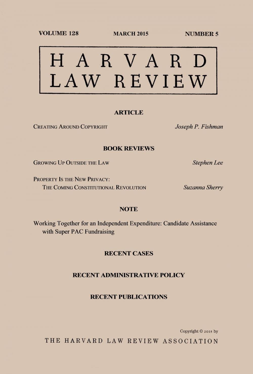 Big bigCover of Harvard Law Review: Volume 128, Number 5 - March 2015