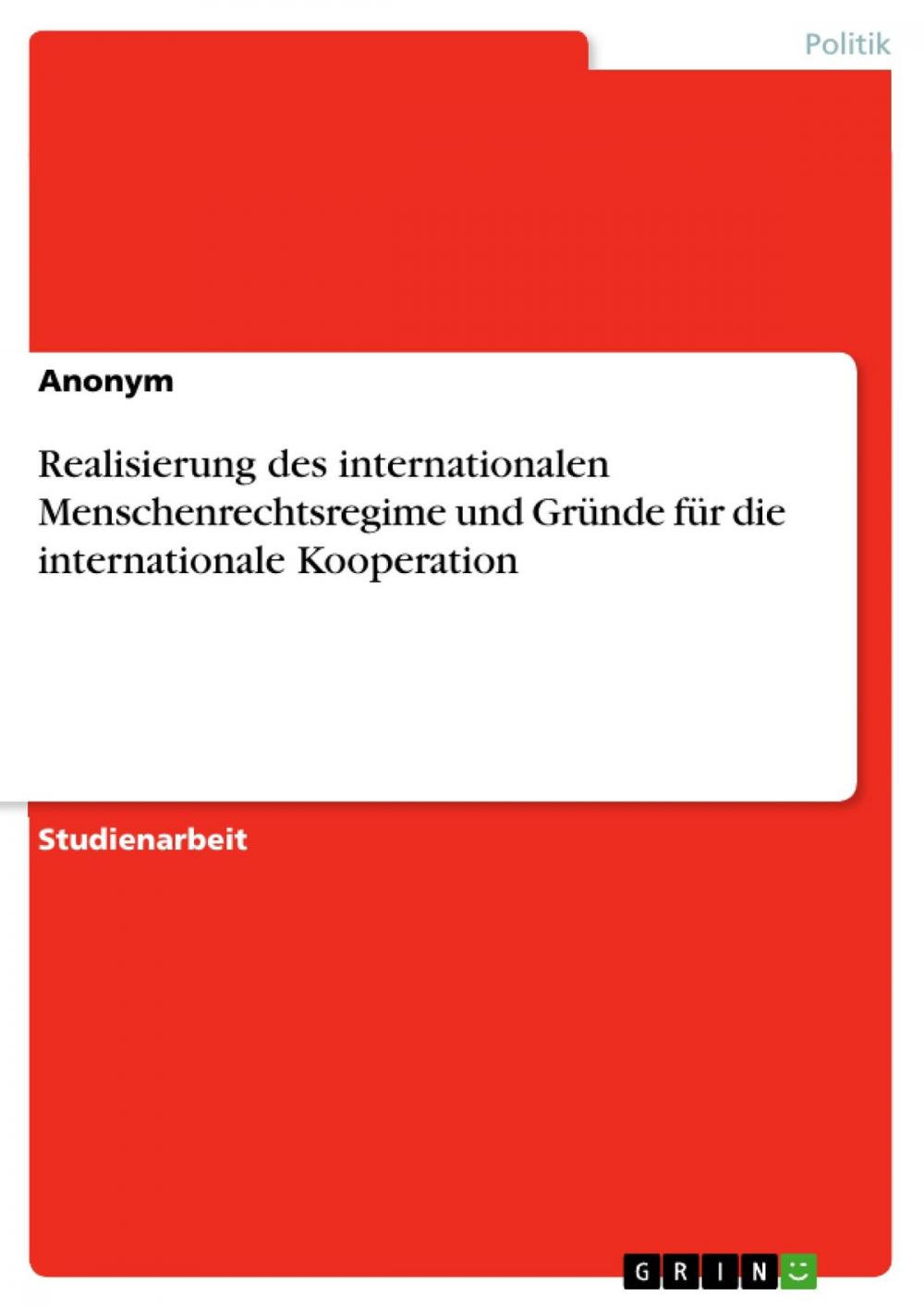 Big bigCover of Realisierung des internationalen Menschenrechtsregime und Gründe für die internationale Kooperation