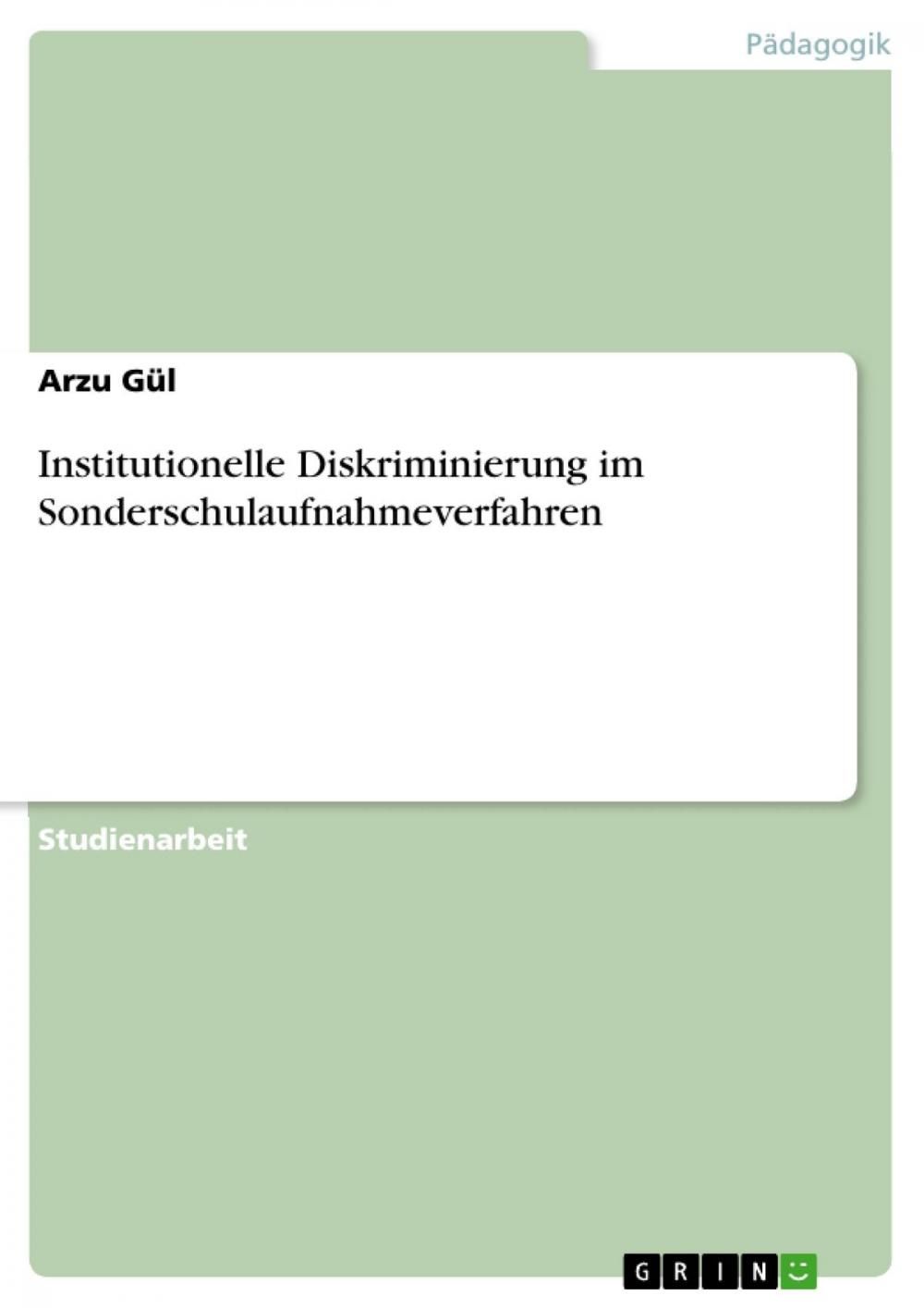 Big bigCover of Institutionelle Diskriminierung im Sonderschulaufnahmeverfahren