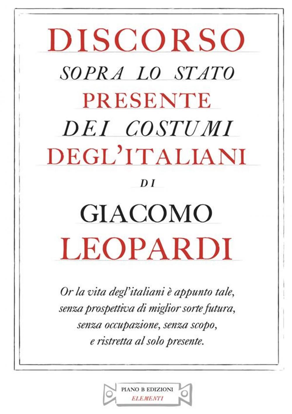 Big bigCover of Discorso sopra lo stato presente dei costumi degl’italiani