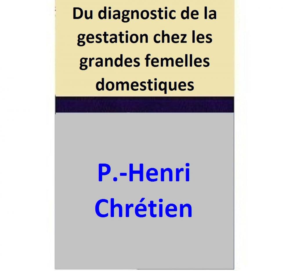 Big bigCover of Du diagnostic de la gestation chez les grandes femelles domestiques