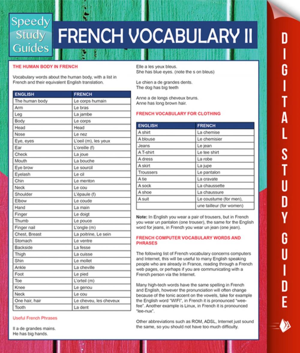 Big bigCover of French Vocabulary II (Speedy Language Study Guides)