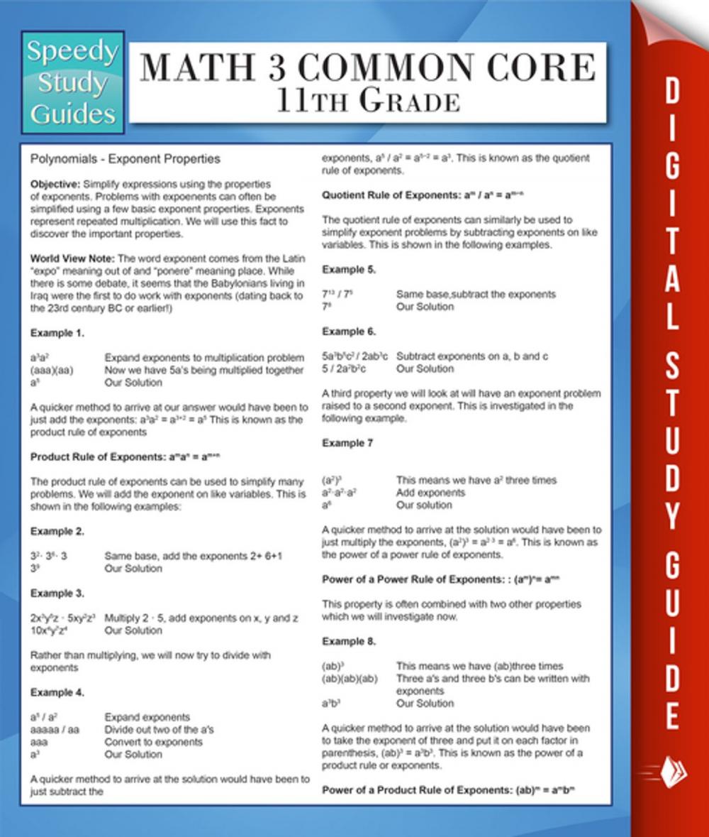 Big bigCover of Math 3 Common Core 11th Grade (Speedy Study Guides)