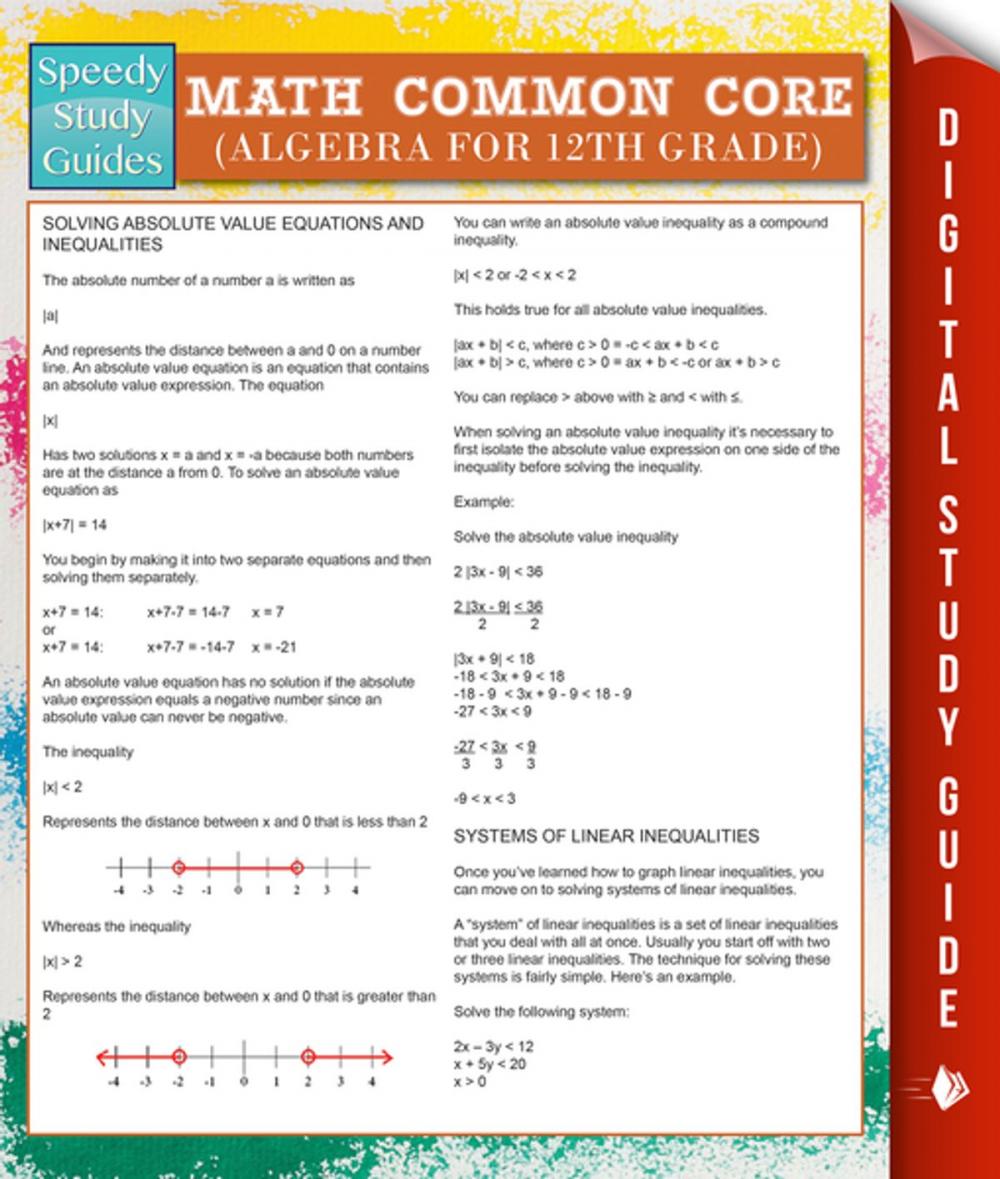 Big bigCover of Math Common Core (Algebra for 12th Grade) (Speedy Study Guides)