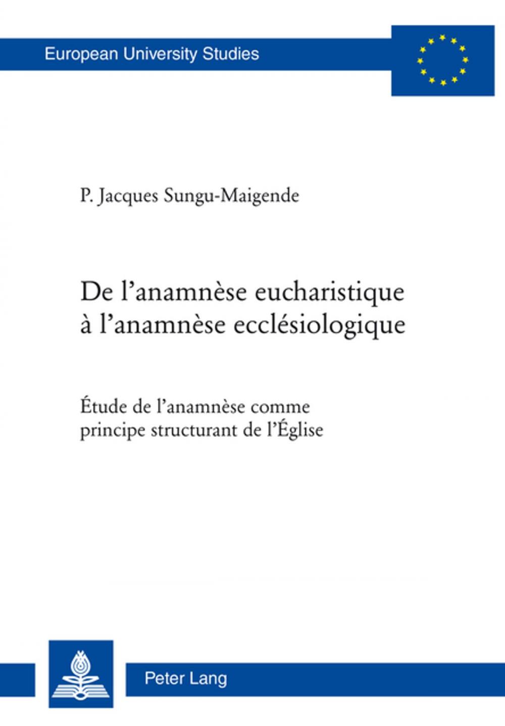 Big bigCover of De lanamnèse eucharistique à lanamnèse ecclésiologique