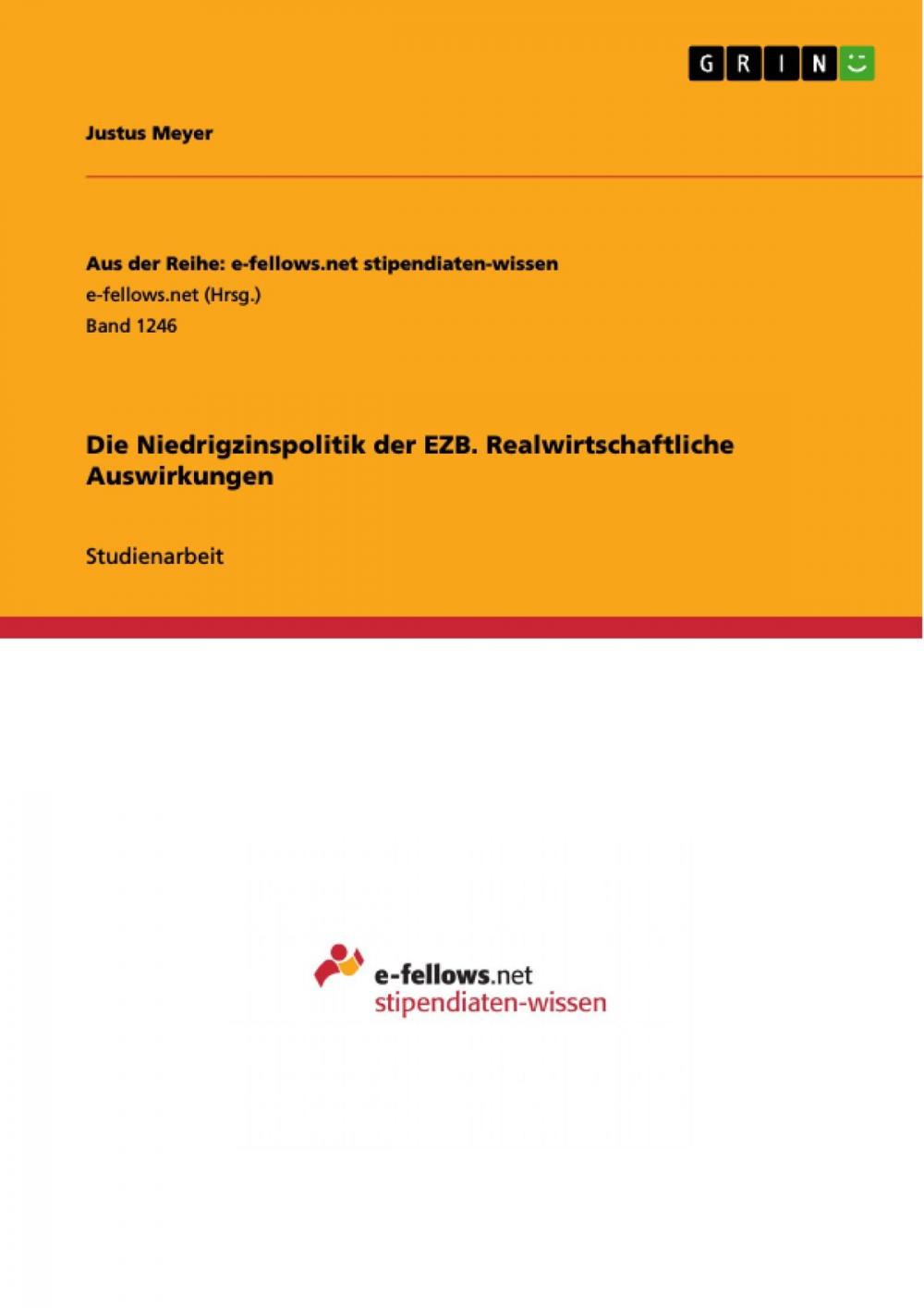 Big bigCover of Die Niedrigzinspolitik der EZB. Realwirtschaftliche Auswirkungen