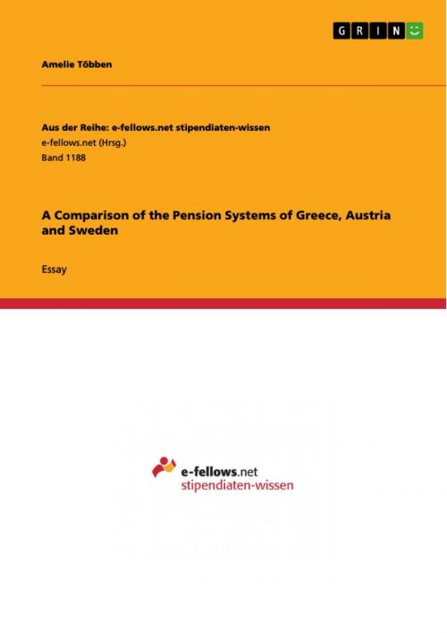 Cover of the book A Comparison of the Pension Systems of Greece, Austria and Sweden by Amelie Többen, GRIN Verlag