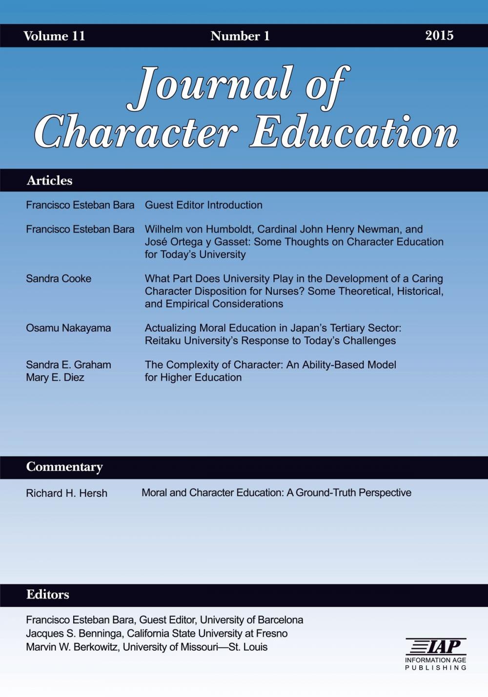 Big bigCover of Journal of Character Education Issue