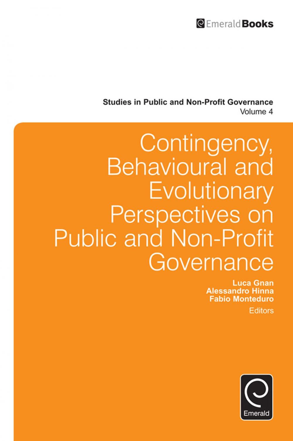 Big bigCover of Contingency, Behavioural and Evolutionary Perspectives on Public and Non-Profit Governance