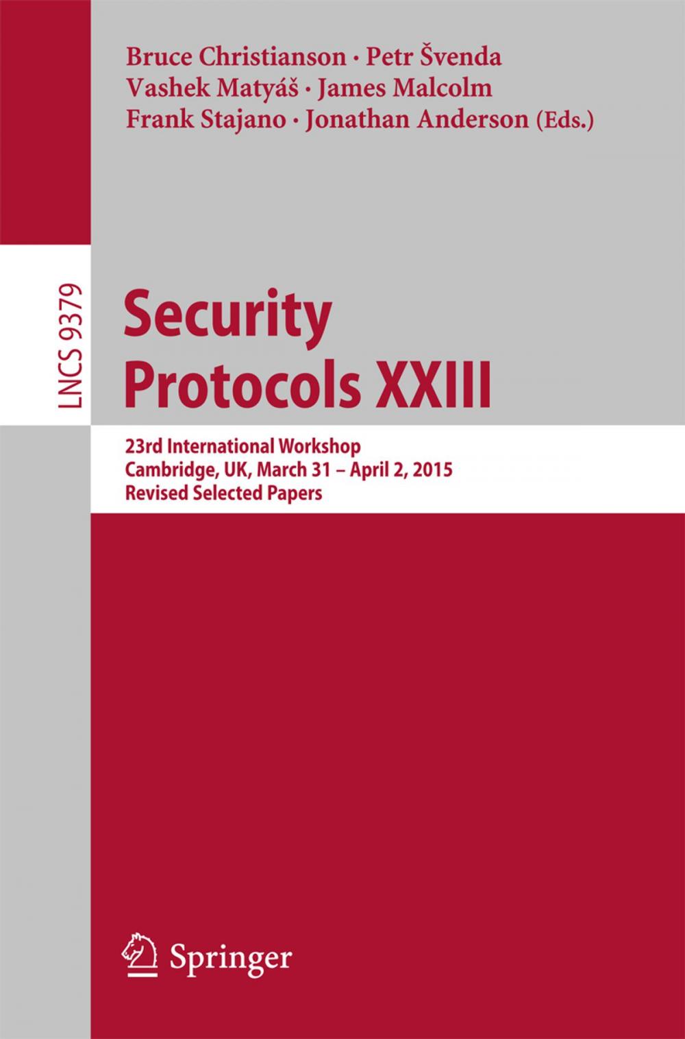 Big bigCover of Security Protocols XXIII