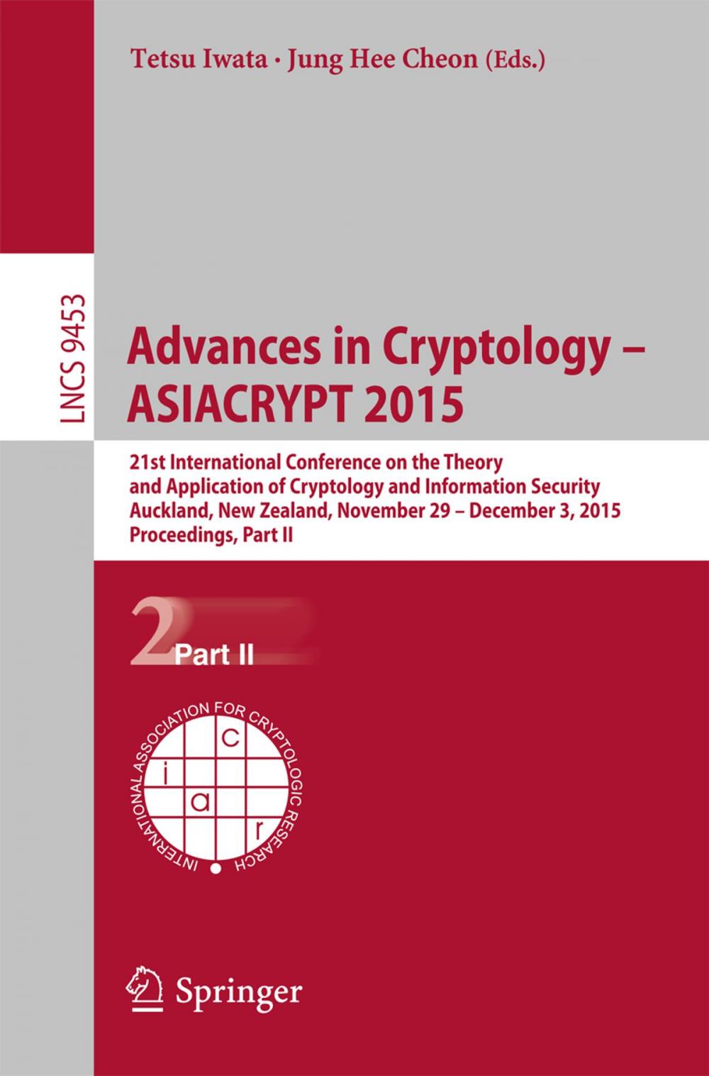 Big bigCover of Advances in Cryptology – ASIACRYPT 2015