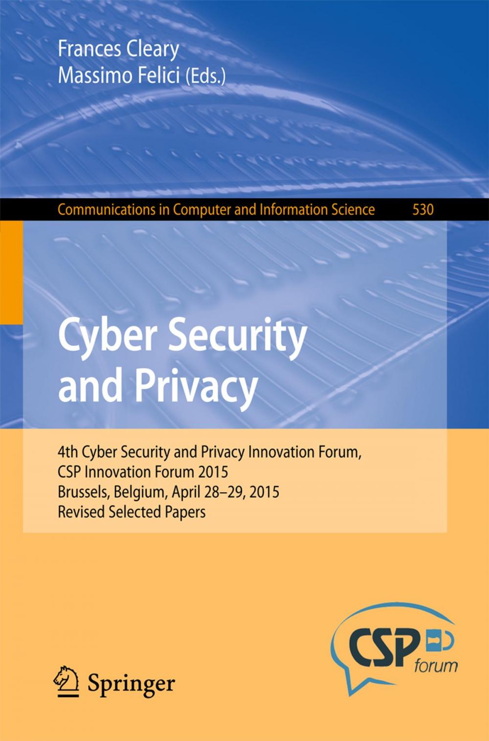 Big bigCover of Cyber Security and Privacy