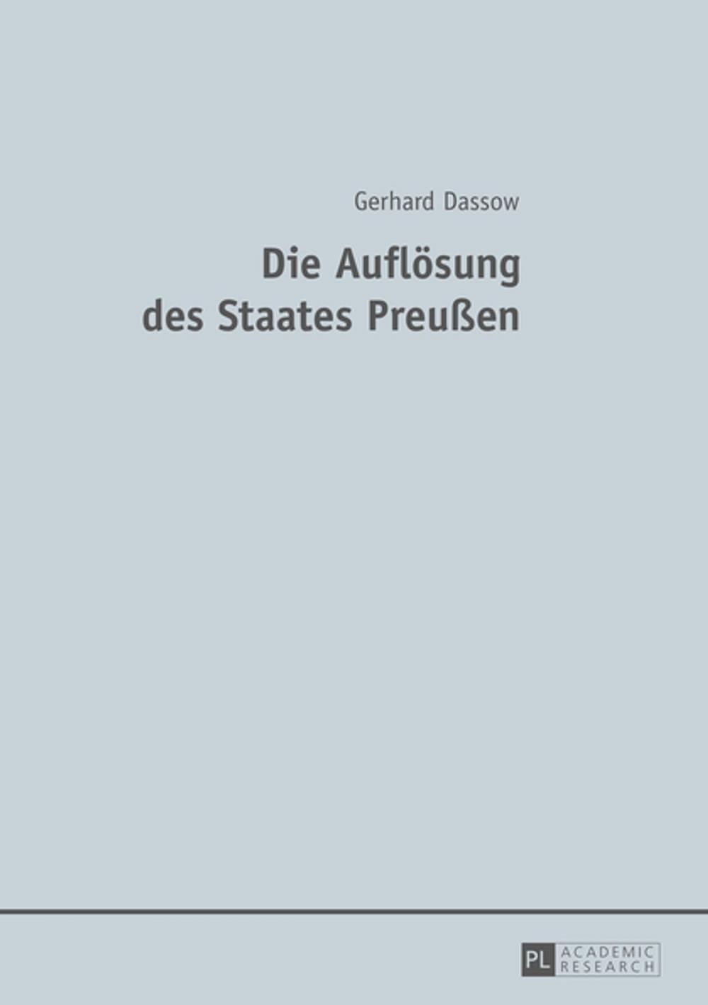 Big bigCover of Die Aufloesung des Staates Preußen