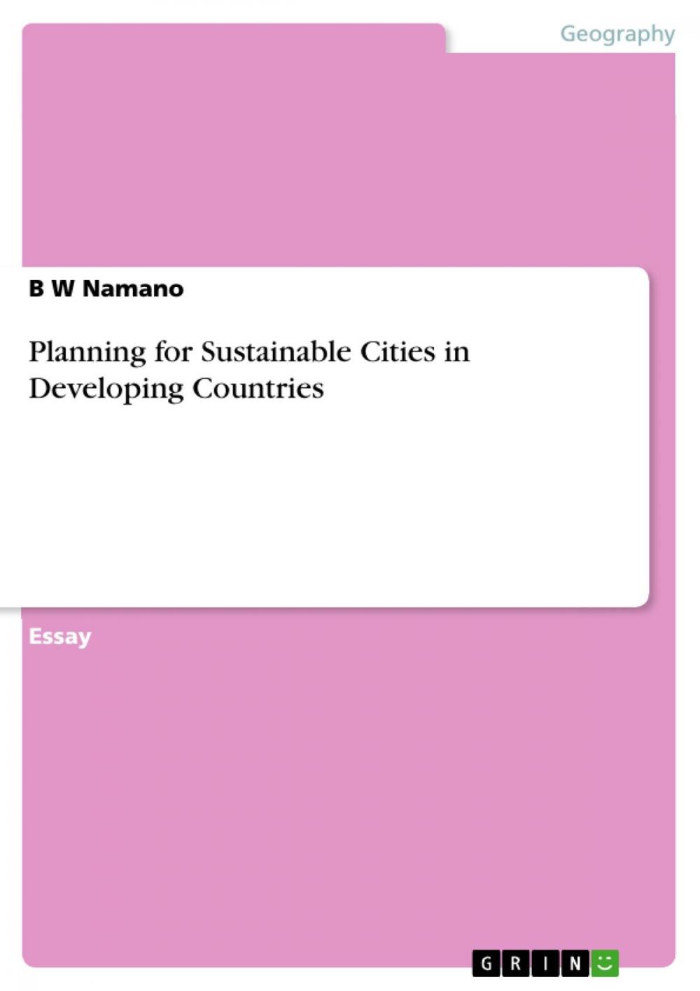 Big bigCover of Planning for Sustainable Cities in Developing Countries