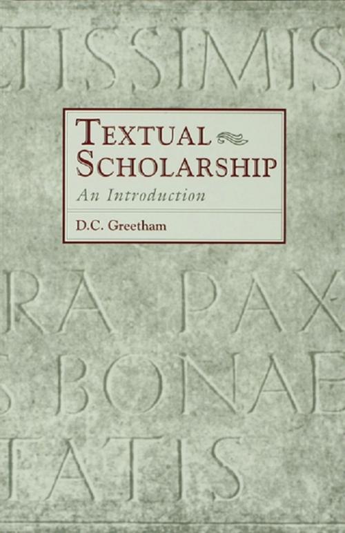 Cover of the book Textual Scholarship by David C. Greetham, Taylor and Francis