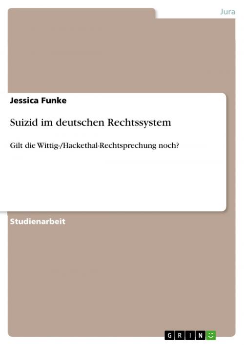 Cover of the book Suizid im deutschen Rechtssystem by Jessica Funke, GRIN Verlag