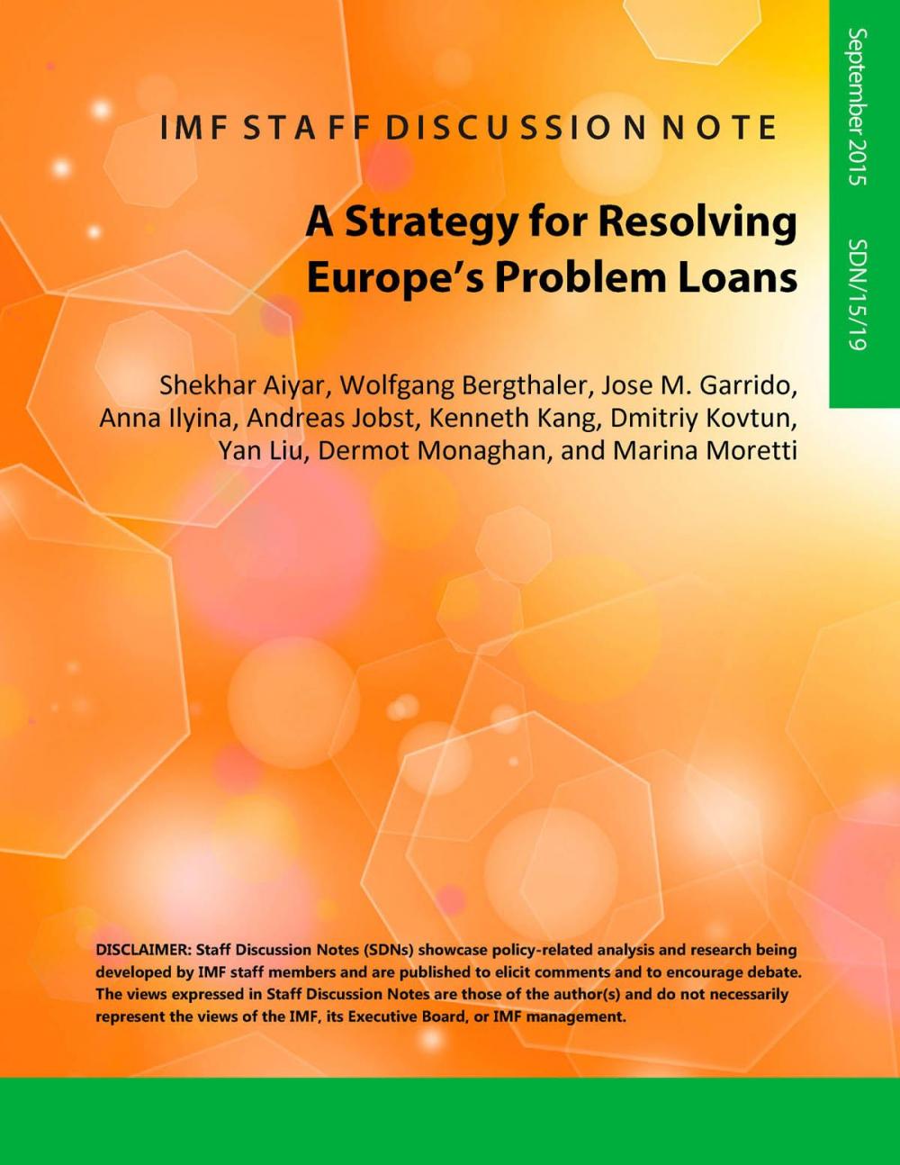 Big bigCover of A Strategy for Resolving Europe's Problem Loans