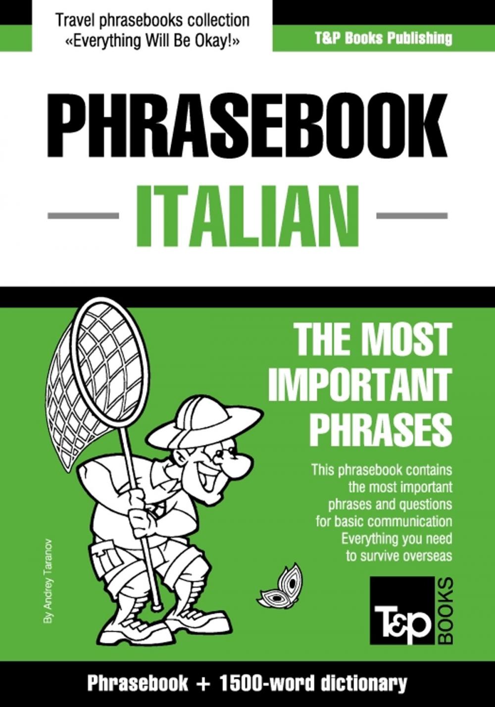 Big bigCover of English-Italian phrasebook and 1500-word dictionary