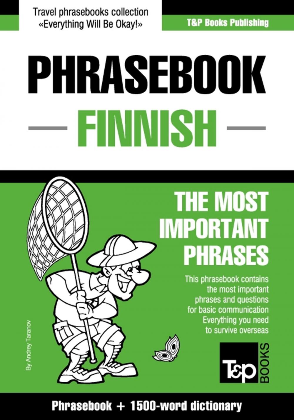 Big bigCover of English-Finnish phrasebook and 1500-word dictionary