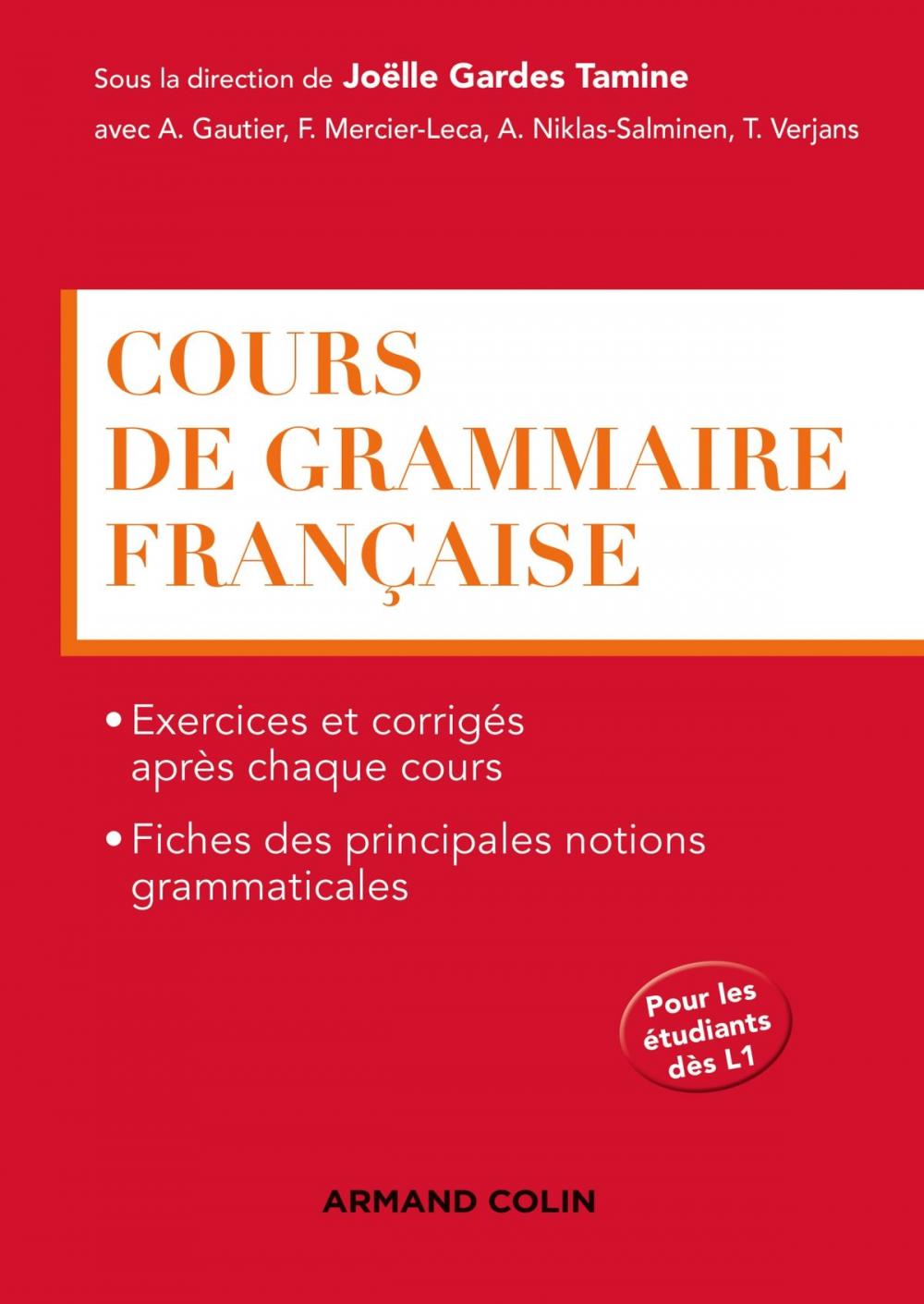 Big bigCover of Cours de grammaire française