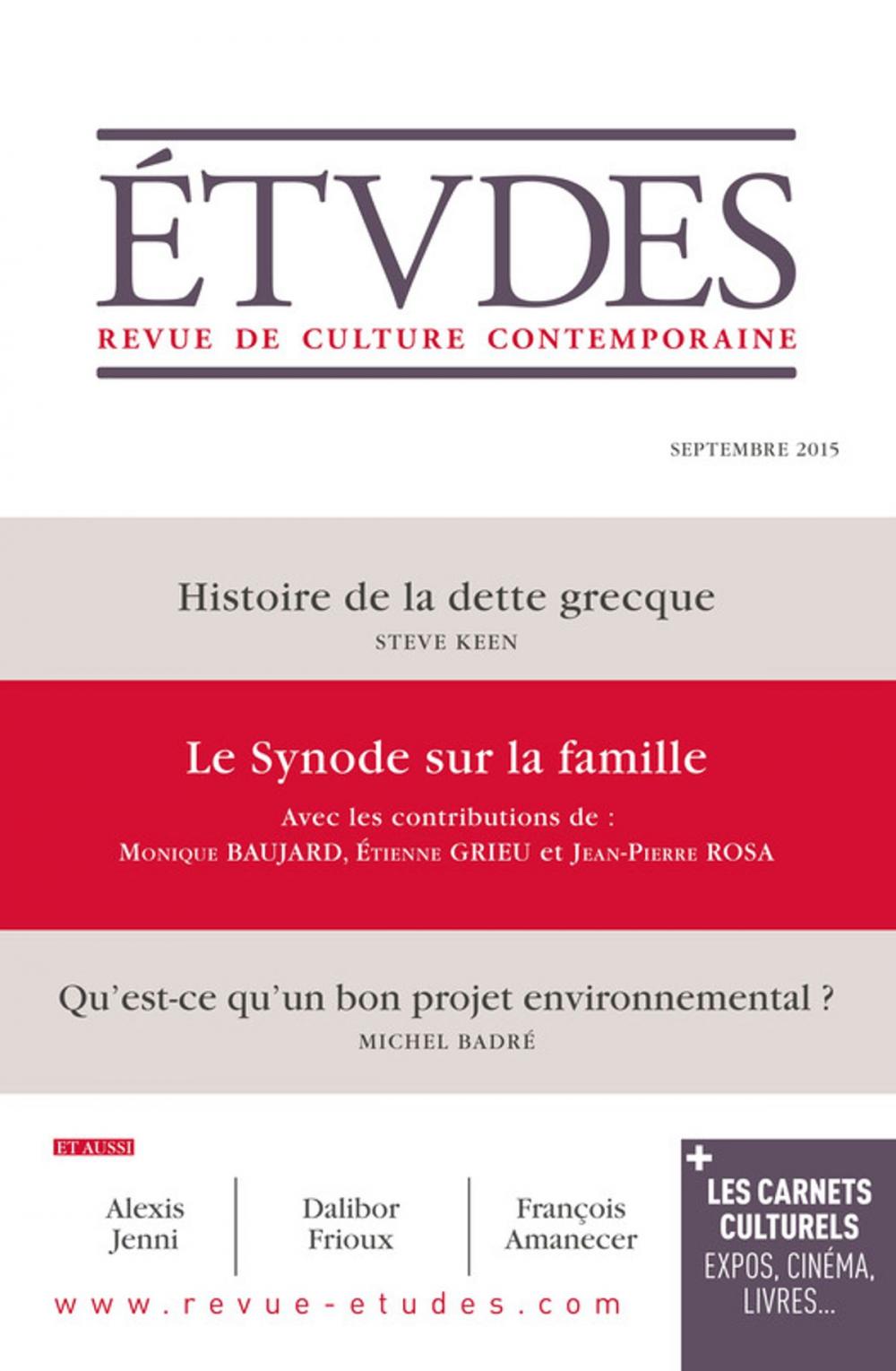 Big bigCover of Etudes Septembre 2015