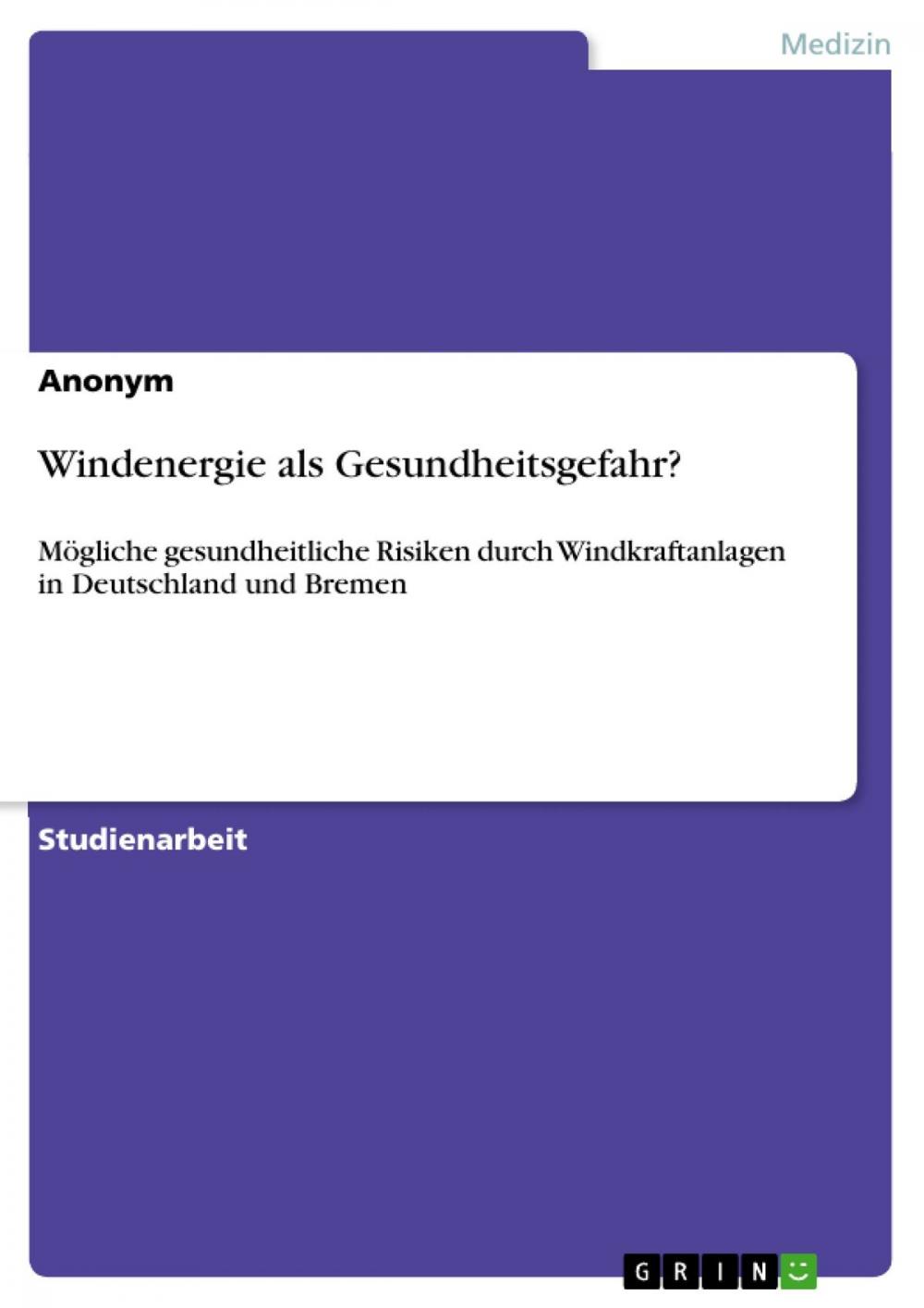 Big bigCover of Windenergie als Gesundheitsgefahr?