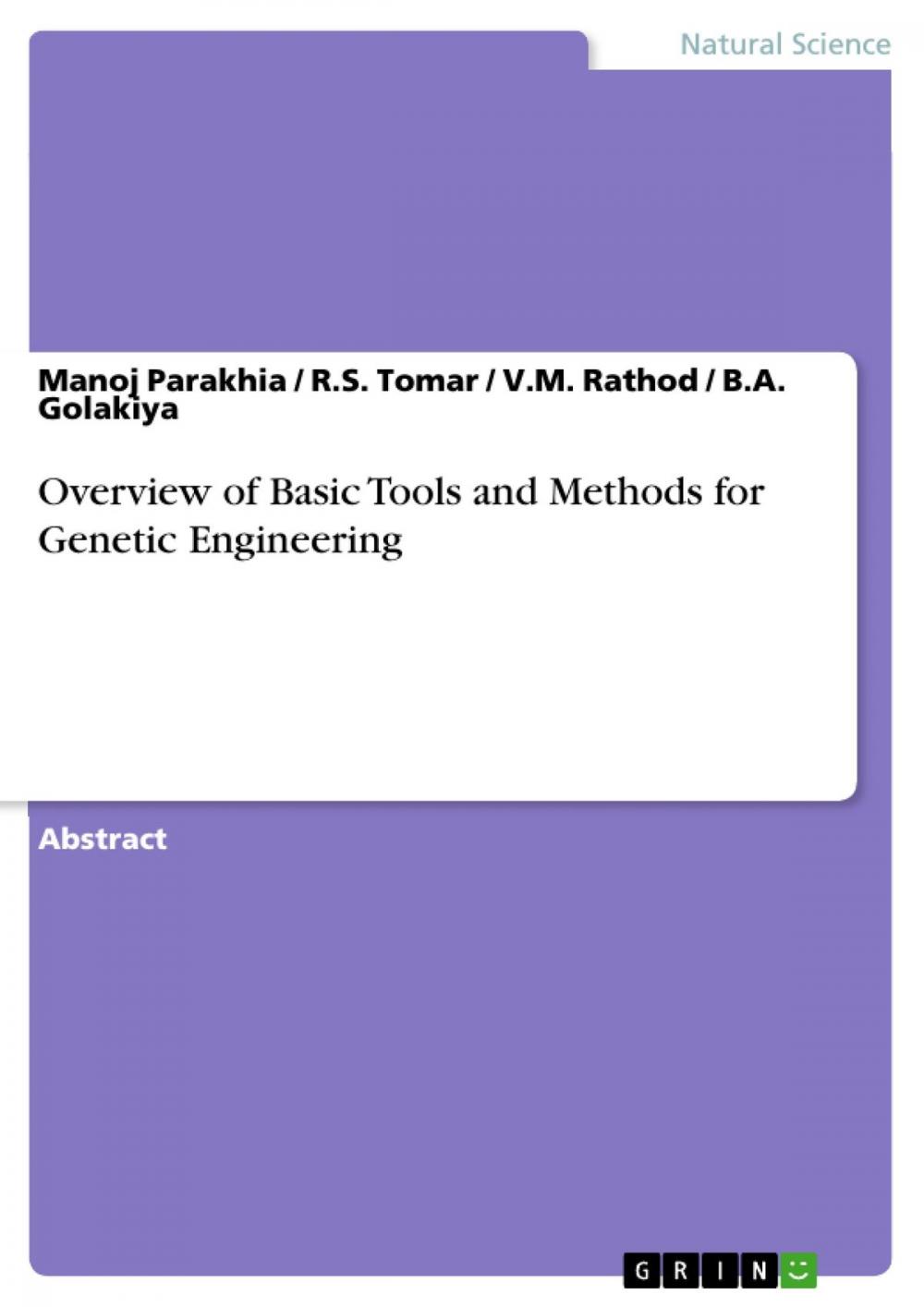 Big bigCover of Overview of Basic Tools and Methods for Genetic Engineering