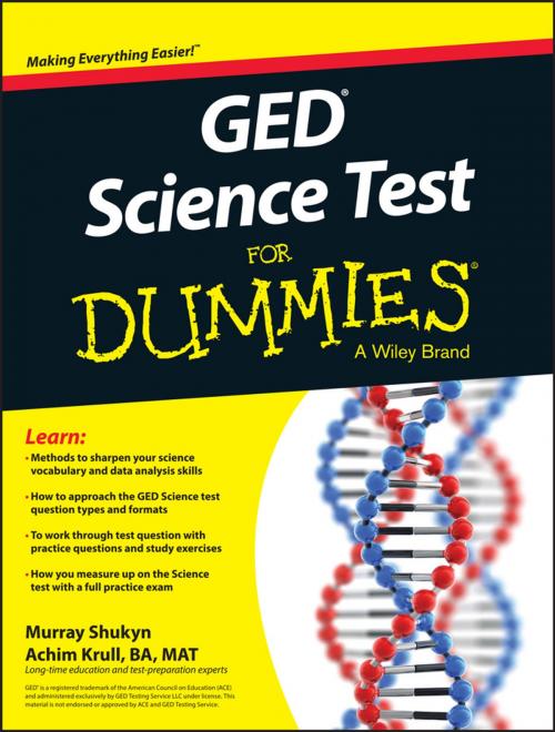 Cover of the book GED Science For Dummies by Murray Shukyn, Achim K. Krull, Wiley