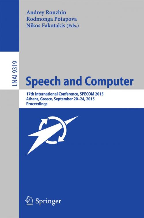 Cover of the book Speech and Computer by , Springer International Publishing